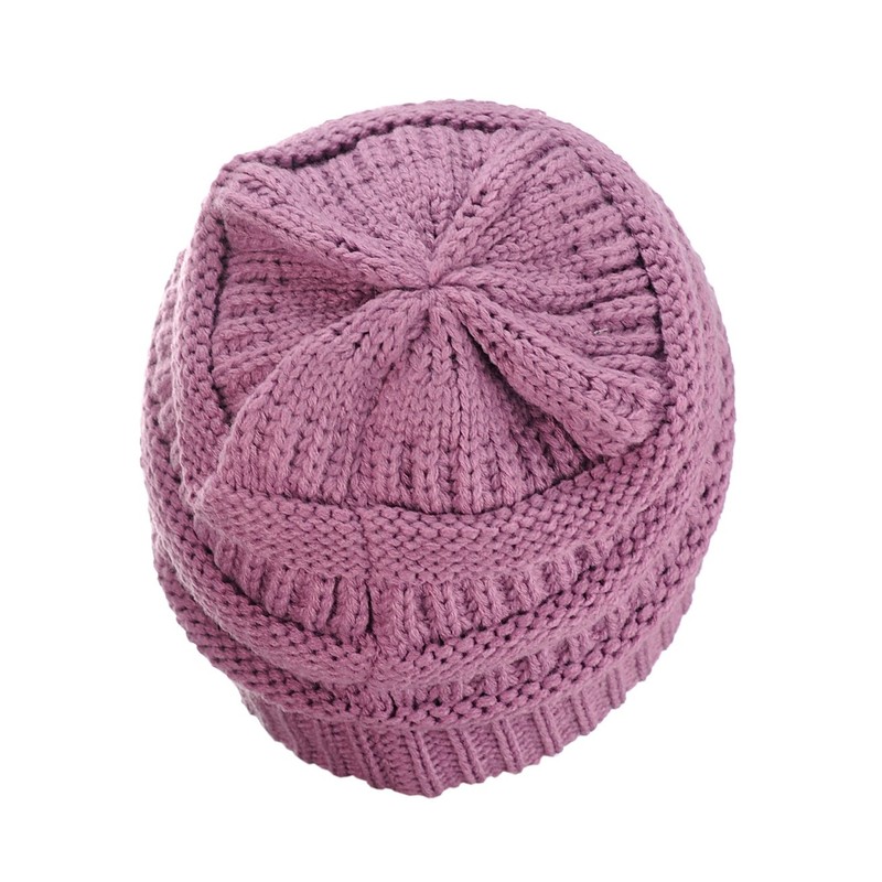 C.C Gorro de punto trenzado, grueso, suave, elástico, cálido, Lavanda