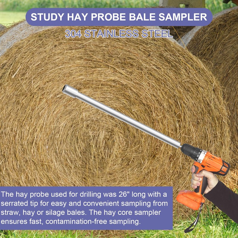 Hay Probe Bale Sampler, 26 inch Stainless Steel Hay and