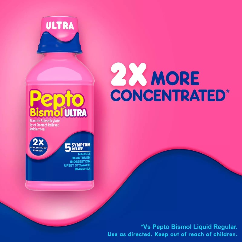 Pepto Bismol Liquid Ultra for Nausea, Heartburn, Indigestion, Upset Stomach,