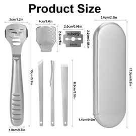 Hornhautentferner Fußschaber,Edelstahl Hornhauthobel mit 10 Ersatzklingen Silber und 3 Fußfeile Schaber,Hornhaut Entfernen Fuß Hornhautraspel,Pediküre Set Fußpflege für Nasse&Trockene Füße