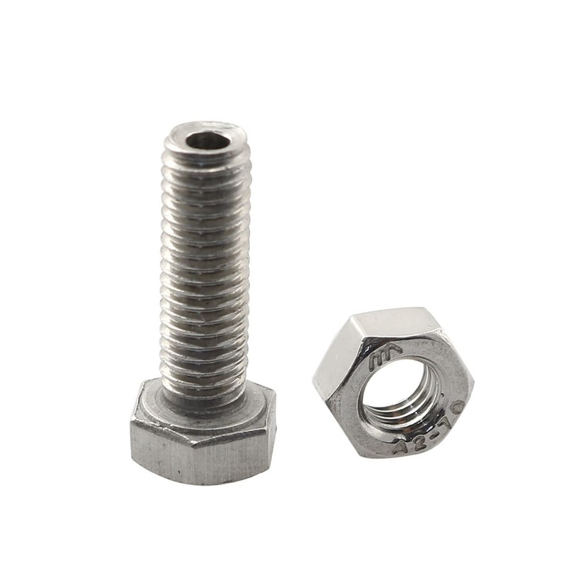 PZRT 2pcs Cylindrical Hollow External Hexagon Screw 304 Stainless Steel