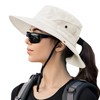 Women's Sun-Hat Ponytail-Beach-Bucket-Hat - Summer UV-Protection Mesh-Wide-Brim-Foldable-Hat with Ponytail Hole
