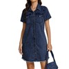 luvamia Knee Length Denim Dress for Women Dark Blue Jean