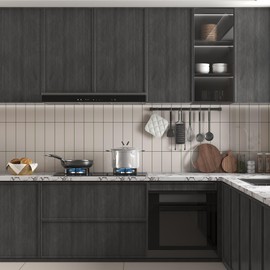 tiltil Peel and Stick Wallpaper Black Wood Contact Paper for Countertops 15.3"x197" Self Adhesive Wallpaper Removable Decorative Contact Paper for Cabinets and Drawers Bathroom Wallpapers Vinyl Roll