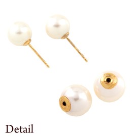 Jewelry Shop M p0260 P0207 Pearl, Titanium Earrings, Made in Japan, Metal Balls, Double Pearl, Non-Fall Catch, Simple, Women's, Hypoallergenic, Pearl