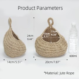 Hanging Woven Basket House for Pet, Foldable Jute Twine Hammock Holder Home, Ideal Cage for Hamsters, Birds, Sugar Gliders, Squirrels, Hedgehogs, Rabbits and Guinea Pigs