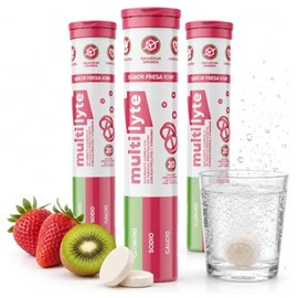 MultiLyte Electrolitos Sin Azúcar | 60 Tabletas Efervescentes con Magnesio, Potasio, Vitaminas C y D3 | Hidratación Keto y Sin Gluten | Sabor Fresa Ki