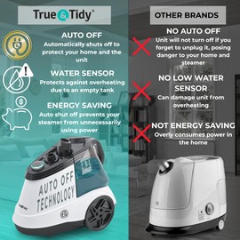 True & Tidy® Commercial Garment Steamer – Heavy Duty 1800W for Home & Commercial Use, 90+ Min Continuous Steam, Large 2.9L Tank, Wheels (X5A White Auto-Off, Smart Commercial Garment Steamer)