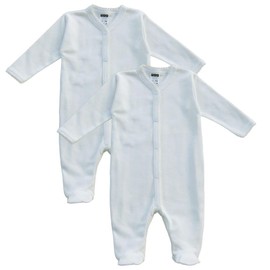 MEA BABY Unisex Baby Sleepsuit 100% Organic Cotton Pack of 2 White (Cream) Sleepsuit for Boys, Romper for Girls, girls