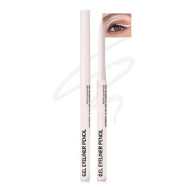 White Matte Gel Eyeliner Pencil Waterproof, Metallic Retractable Cream Smooth Eye Liner Pencils, Long Lasting Waterline Hypoallergenic Eyeliner Brightener Pencil, Smudge-Proof Eye Makeup for Women-01