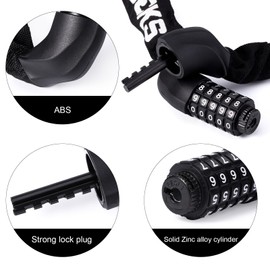 MEETLOCKS Bike Chain Lock,3.2 Feet Long 5 Digit Combination High Security Anti Theft Lock,Heavy Duty Resettable Keyless Bicycle Lock for Bicycle Scooter Motorcycle Door Gate