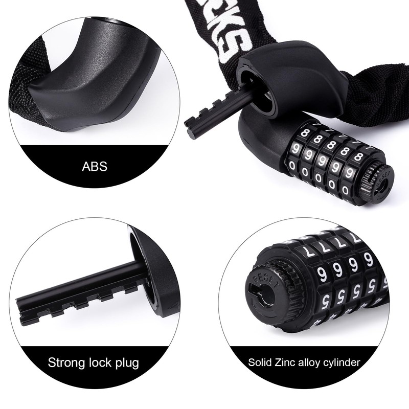 MEETLOCKS Bike Chain Lock,3.2 Feet Long 5 Digit Combination High