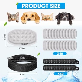 Glooglitter 80 Pcs Cat Water Fountain Filters for Stainless Steel 67oz/2l Cat Fountain Replacement Filters Adjustable Water Flow Dog Filter Replacement 40 Pack Pet Replacement Filters with 40 Sponges