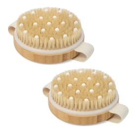 2 Pack Cepillo Corporal para Masaje con cerdas naturales exfoliantes para masaje,Dry Body Brush,Cepillos Corporales Exfoliantes,Cepillo para baño y exfoliación en piel seca o húmeda,Piel Suave,Natural