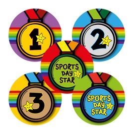 Sports Day Stickers: 1st, 2nd, 3rd & Sports Day Star Variety Pack. 125 x 28mm stickers.