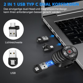 Presenter USB C, 2.4 GHz Pointer for Presentations, PowerPoint Remote Control 2-in-1 via USB A & USB C Receiver, Presentation for Windows 7/8/10/Mac/Linux/Android/PowerPoint