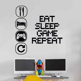 Eat Sleep Play Children Room Wall Sticker Mural Vinyl Decal Nursery Kids Gamers Wall4Stickers Art Teenager Video Game Mural