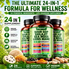 24-in-1 Soursop Shilajit Sea Moss Lion's Mane - Antioxidants, Joint, Skin Health