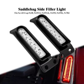 HDBUBALUS LED Filler Saddlebag Support Black Fender Panel Clear Lens Fit For Touring 14-23