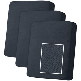 YSTELLAA Stretch Seat Cushion Cover, Sofa Seat Cushion Cover, Non-Slip, Elastic Sofa Seat Cushion Covers, Universal Seat Cushion Cover, Living Room, Sofa Protector, 1 Seater - Pack of 3, Dark Grey