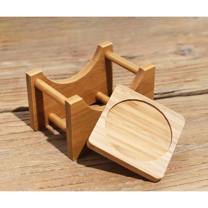 TAKEMI TM-CT6 Coasters with Storage Case, Natural Material, Set of