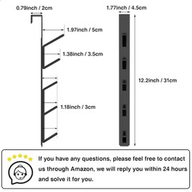 niffgaff Over the Door Hook, Vertical Door Hook, Hanger, Clothes Hook, Hanging Hook for Towel and Clothes Hangers, Aluminium, Black, Pack of 2