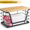 ALOCEO 2 Pack Storage Stackable Kitchen Laundry Organizers with Bamboo