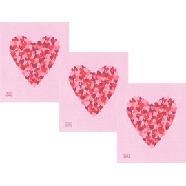 Trendy Tripper Swedish Dishcloths/Sponge Cloth | Made in Sweden Reusable + Compostable Dishcloth | Summer Series Set of 3 (Heart to Heart Lt Pink)