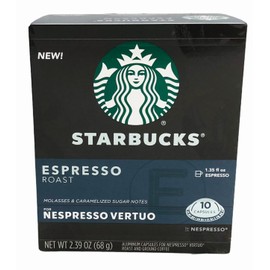 Starbucks Espresso Roast Coffee Nespresso Vertuo 10 Capsules 2.39 oz
