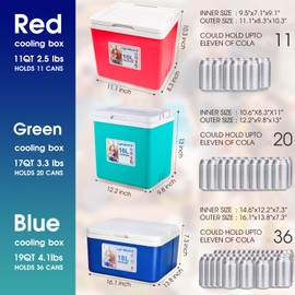 LifeBROS 11Qt Insulated Portable Cooler Leak-Proof Ice chest Lunch Box Hard Coolers with Extra Ice Pack for BBQ, Camping, Pincnic-Red