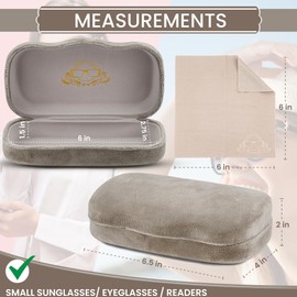 Modern Eyewear Medium Hard Shell Glasses Case with Cleaning Cloth - Grey Velvet Protective Eyewear Case for Sunglasses & Reading Glasses - Lightweight, Crush-Resistant - Design for Men & Women