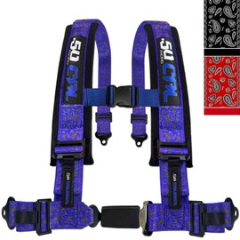 1pc Bandana Blue 4 Point Harness for Bucket Seat, Push Button Release, 7 Style Options, Racing Harness, Race Car, Off Road, UTV, RZR [6077]