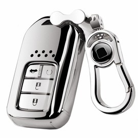 [AMACHER] Honda Honda Smart Key Case Key Cover Vezel Fit Jade Shuttle Odyssey Civic S660 CR-Z RC1 RC2 typeR CIVIC Assembly Zinc Metal Key Case Key Holder, Silver