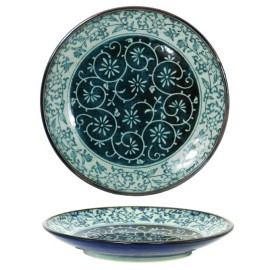 Made in Japan Japanese Dinner Serving Dish Plate 7.5"D Porcelain Manyo Karakusa Made in Japan