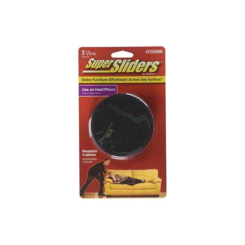 Super Sliders 3 1/2" Round Reusable Furniture Sliders for Hard