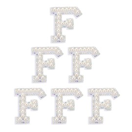 PATIKIL Strass-Buchstaben-Aufnäher, 6 Stück, Anfangsbuchstaben F, selbstklebender Aufnäher, bestickter Stoff, 4,4 cm, Alphabet-Aufkleber für Kleidung, Hüte, Make-up-Taschen, DIY, buntes Weiß