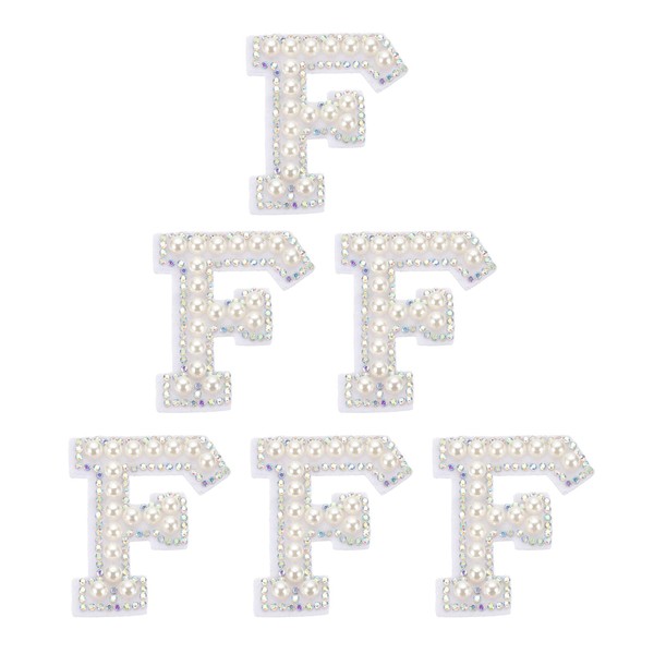 PATIKIL Strass-Buchstaben-Aufnäher, 6 Stück, Anfangsbuchstaben F, selbstklebender Aufnäher, bestickter Stoff,