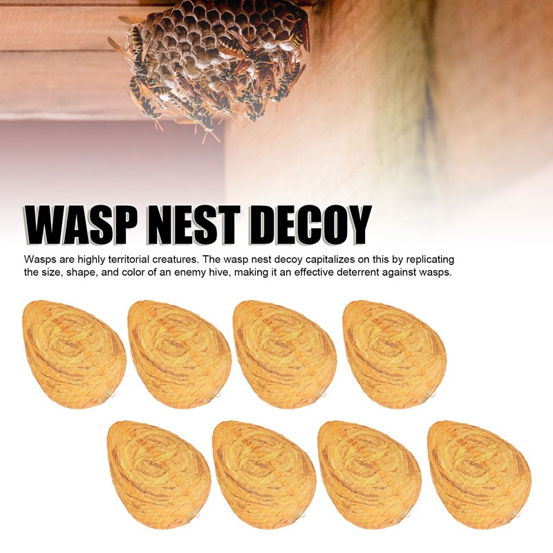 8 Pack Wasp Nest Decoy Effective Deterrence Hanging Fake Wasp