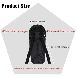 ZMC Long Satin Bonnets with Tie Band, Large Soft Satin Hair Bonnet for Sleeping Night Hair Wrap Sleep Cap for Curly Natural Hair(Black)