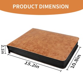 Smarpau Business Checkbook Binder 7 Ring, PU Leather Check Binder Holds 600 Checks Capacity, Executive Office Business Checkbook with Zipper Pouch for 9 × 13 Inch Sheets, Brown