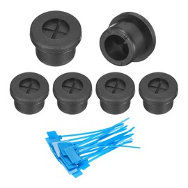 sourcing map 6Pcs Cable Cord Grommet, 1/2"(12mm) Rubber Desk Grommets Wire Pass Through Hole Cover with Marked Cable Ties for Home Office Cable Wire Protection, Black