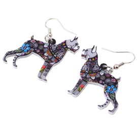 Bonsny Acrylic Drop Boxer Dog Pets Earrings Funny Design Lovely Gift For Women Fashion Jewelry (Grey)