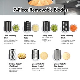 ULTAC Electric Cheese Grater, Electric Cheese Grater for Block Cheese with 7 Different Shapes of Blades, 250W Electric Slicer Shredder, Electric Salad Machine for Cheeses, Fruits, Vegetables