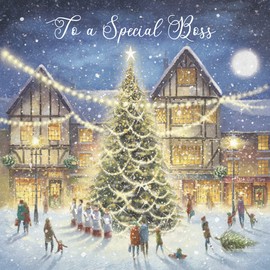 Hunts England - Boss Luxury Christmas Card - 'Christmas Eve' - To A Special Boss - Milo's Gallery Collection - Christmas Wording Inside - For Him/Her