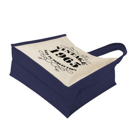 60th Birthday Tote Bag Gifts for Women - Cotton Jute Shoulder Bag, Reusable Bags for Shopping, Gift bags, Book Bag, Travel Bag, Shopper Bags - Vintage 1965 - BLUE-L