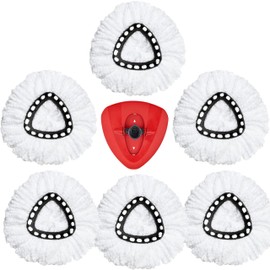 6 Pack Spin Mop Replacement Heads | Mop Refills Compatible with O Cedar EasyWring 1-Tank System Spin Mop Microfiber | Machine Washable Easy-to-Replace Microfiber Spin Mop 1 Mop Bases (Not for 2-Tank)