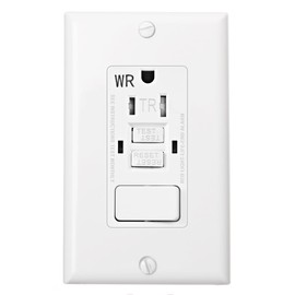 Baomain GFCI Outlet Receptacle with Switch, 15A 125VAC, Tamper Resistant & Weather Resistant,Self-Test,ETL Listed,Back&Side Wire,BAA-001WR
