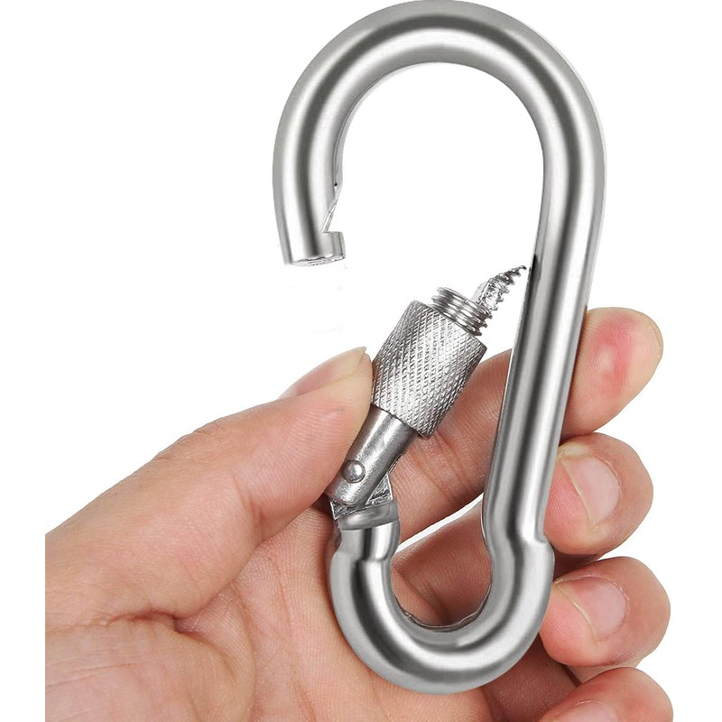 Acquwistach Locking Carabiner Clips 4 Pack 4" Stainless Steel Spring
