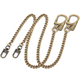[Ahiller] Sturdy Wallet Chain, [Double Locking Carabiner, Stainless Steel Chain], Suitable for Fine Men's Keychain, Pants, Wallet, Shoulder Bag, Handbag, brown (bronze)