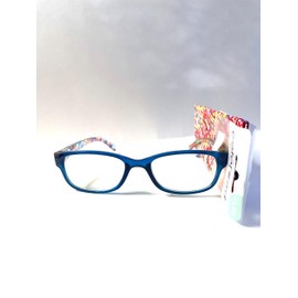 Foster Grant colored reading glasses, Makayla blue printed temples +1.25